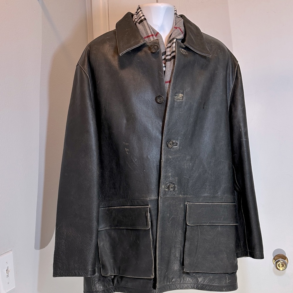 Colebrook Lined Signature Distressed Leather Coat & Scarf XL Like New - Picture 6 of 15